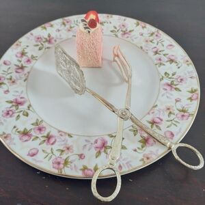Vintage Silver Plated Pastry Tongs Scissors Handles Cake Dessert Tea Party